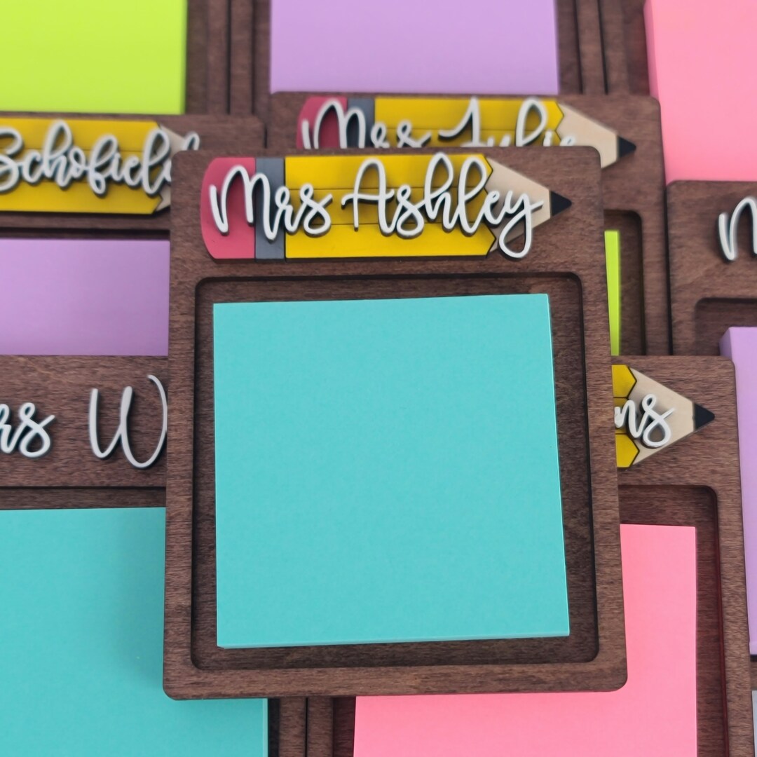 Teacher Sticky Note Holder Personalized Sticky Note Holder Etsy