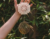 Trinity Vibe Catcher, Sacred Geometry Wall Hanging, Crystal Mobile, Sri Yantra Flower of Life Seed of Life Wallhanging, Sacred Geometry Art