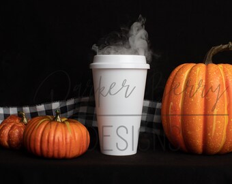 White tumbler, Mock up,  Hot Drink, Template for Drink, cup, Pumpkin, fall, harvest, halloween  themed for your svg, png designs.