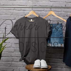 Bella Canvas 3001  -Grey shirt mock up, hanging shirt  mock-up, Blank tee shirt, digital download, for your svg, png, jpeg designs.