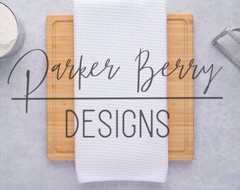 Photo, Waffle Weave Kitchen Towel Mock up, Pasta, Tea towel, Spatula, Blank Stylized Mock up for your svg, png, kitchen designs.