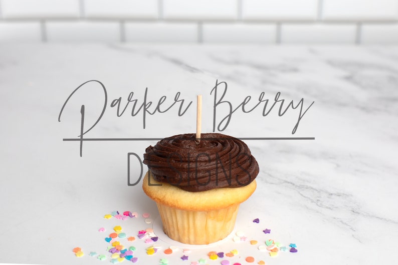 Chocolate Icing Vanilla Cupcake sprinkle Digital Download Shower Celebration Cupcake Topper Mock up party mock-up, Birthday