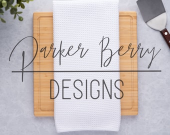 Waffle Weave Kitchen Towel Mock up, Tea towel, Spatula, Blank Stylized Mock up for your svg, png, kitchen designs.