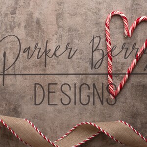 CandyCane Heart with burlap ribbon backdrop, Mock up, Digital Download.  Themed background for social media, templates,and more