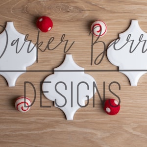 Three Blank white lantern tiles with ornaments,  for your svg designs, and christmas crafts.