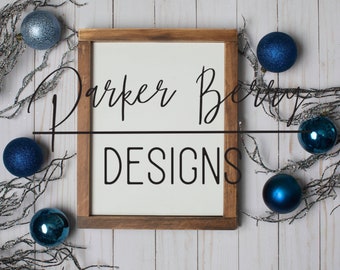 8x10 wood frame blank photography stylized template for your products, for winter, Christmas for a mock up, mock-up for your designs