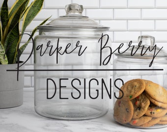 Two Clear Jars, one  with Cookies, create your own design, to place on top of the glass, for  your svg, png designs.