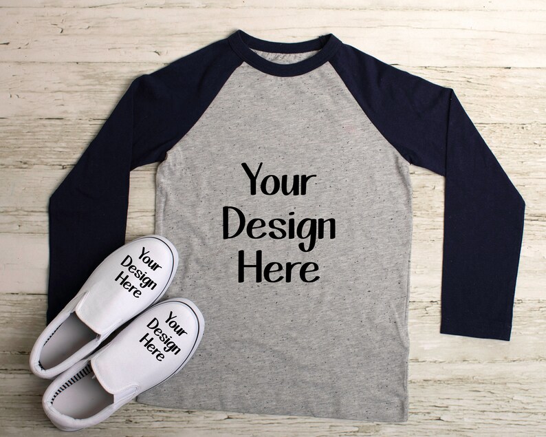 Download Ragland Navy Blue Grey Blank Shirt Mock up and White Shoes ...