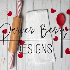 Tea Towel Flour Sac Valentine Love Blank Template  Flat lay, Stylized Mock up
