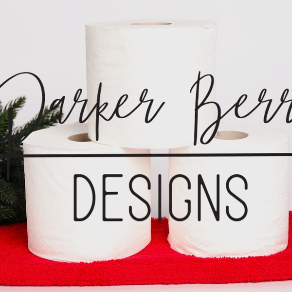 Christmas stack Blank Toilet Paper Rolls on red towel  Mock up, TP.  Digital Download. Display your product on this file, for your designs