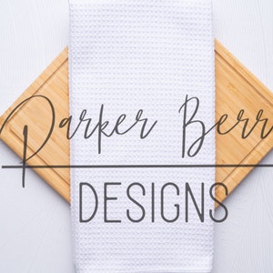 Waffle Weave Kitchen Towel Mockup, Tea towel, on white Blank Stylized Mock up for your svg, png, kitchen designs.