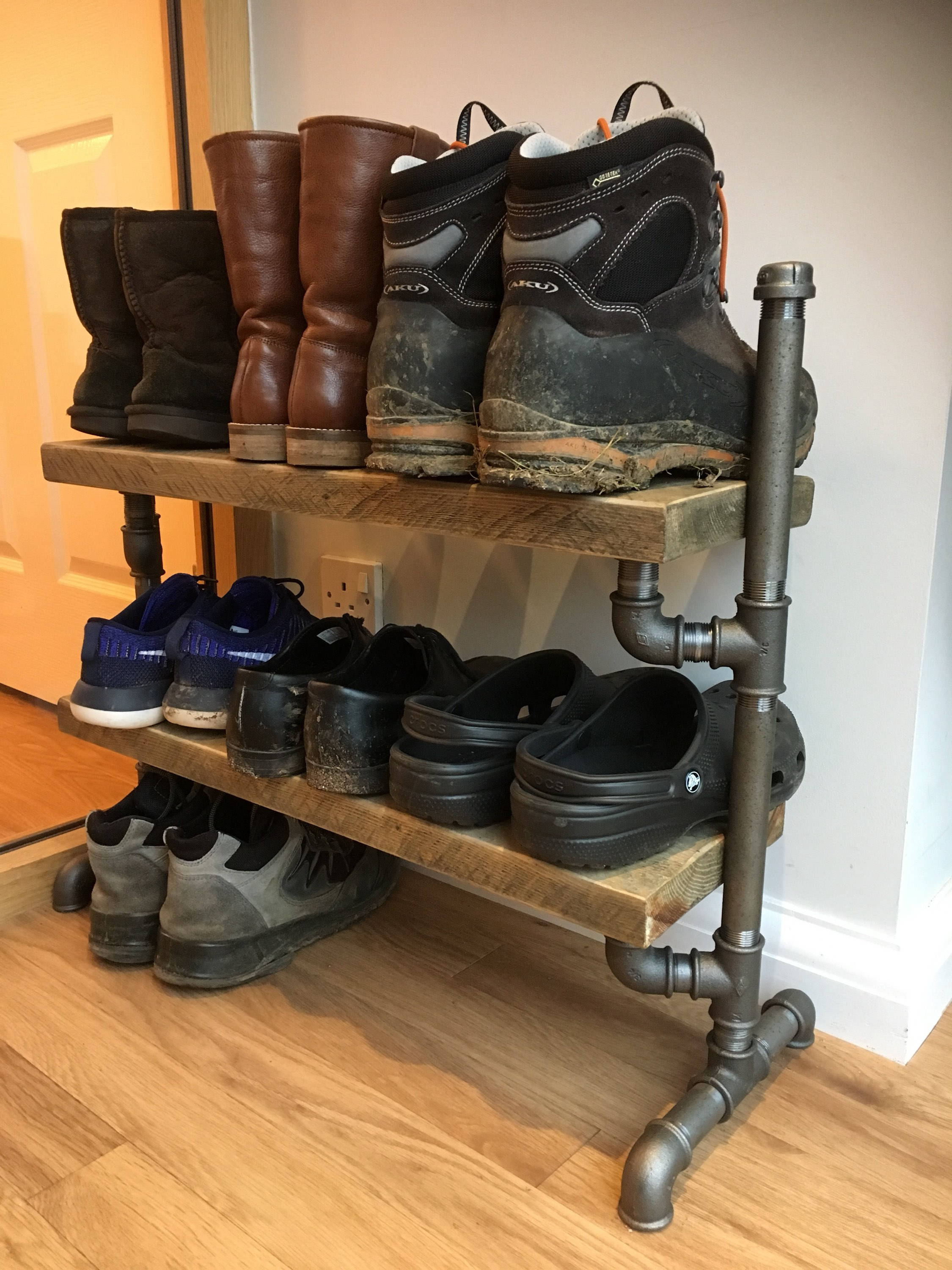 industrial shoe rack on Handmade Urban Industrial Shoe Rack And Storage Shelves Bookcase And Book Shelf Boot Rack And Shoe Storage Shoe Organiser Tobermory