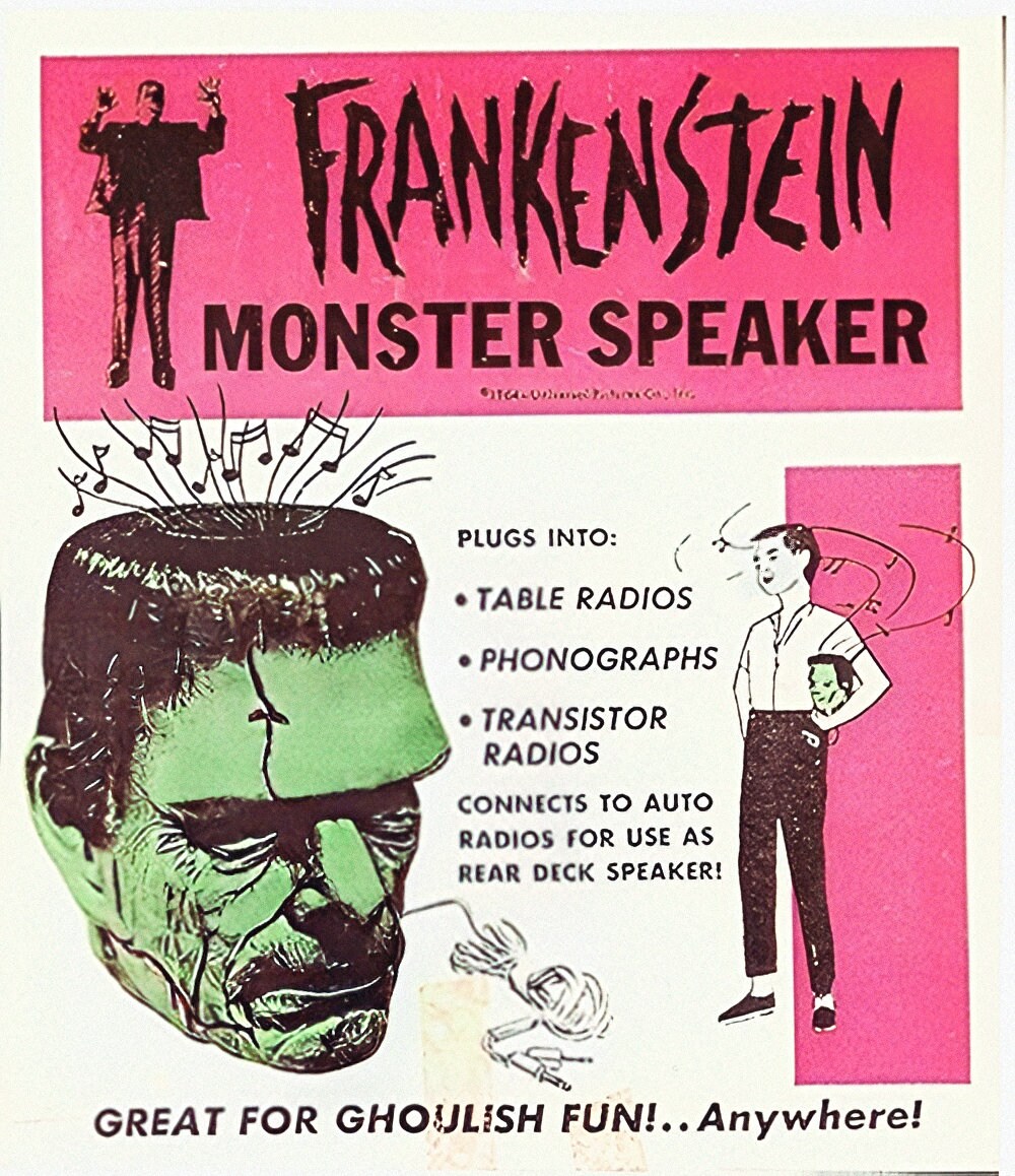 Vintage Frankenstein Speaker Picture on Fridge Magnet 2.5 3.5