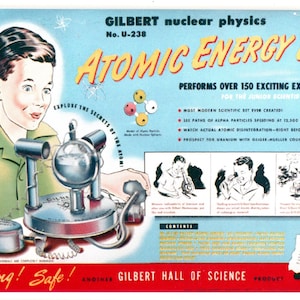 Vintage Atomic Energy Lab for children before urainium was thought of being dangerous Picture of box on a Laminated Fridge Magnet 2.5 x 3.5&quot;