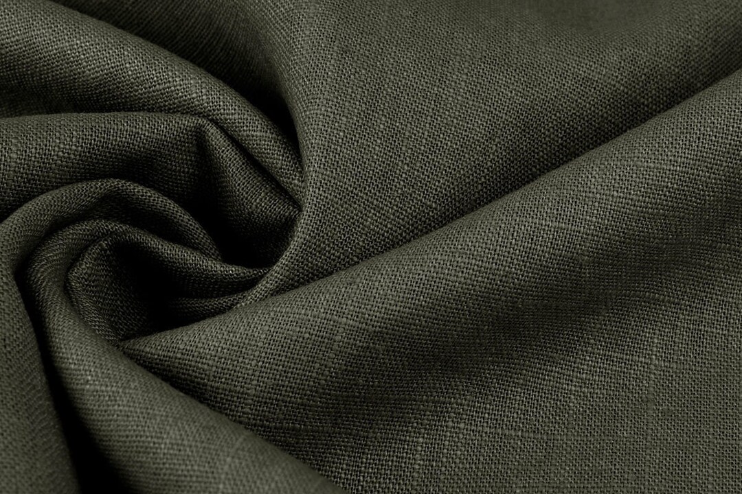 Washed Linen Army Green Fabric , Washed Linen Fabric Fabric by the Yard