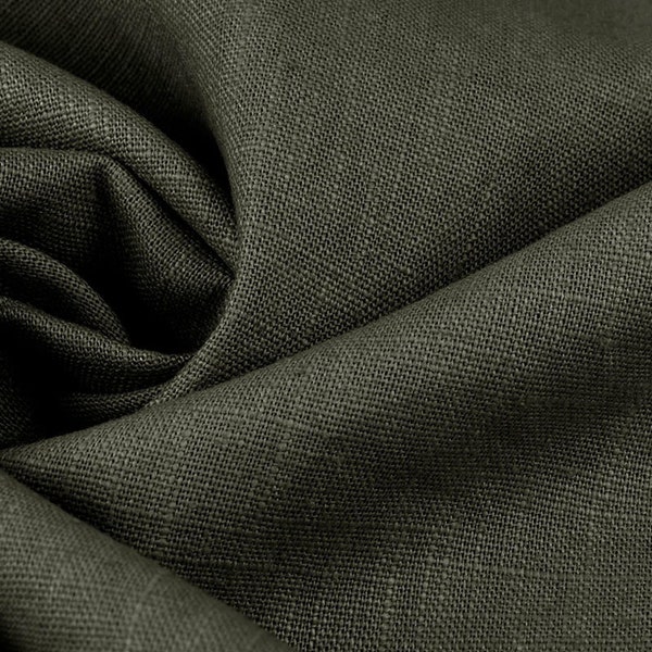 Washed Linen Army Green fabric , Washed linen fabric Fabric by the yard or meter