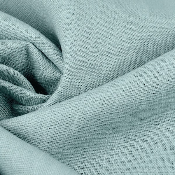 Washed Linen Mentol blue fabric , Washed linen fabric Fabric by the yard or meter