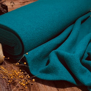 Teal Wollwalk , Wool fabric, Virgin wool , By the meter or yard