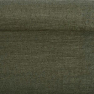 Khaki green Lightweight Linen fabric , linen fabric Fabric by the yard or meter col.3461 image 2