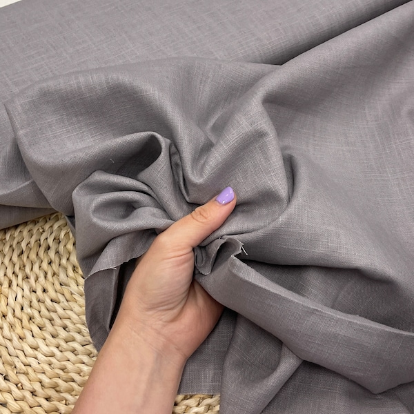 Linen fabric medium gray , Washed softened linen fabric Fabric by the yard or meter Stone Washed linen