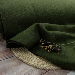 Moss green Wollwalk , Wool fabric, Virgin wool , By the meter or yard