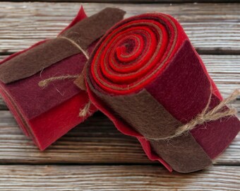 Rainbow felt stack-felt roll-red and brown tones