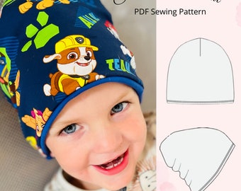 Sewing pattern - slouchy beanie pattern PDF and classic beanie pattern PDF, sewing patterns