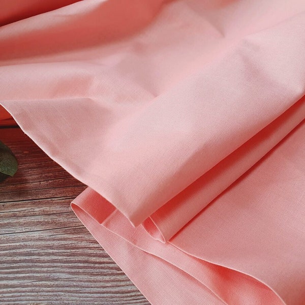 Premium 100% Cotton Fabric by the yard or meter- Peach pink