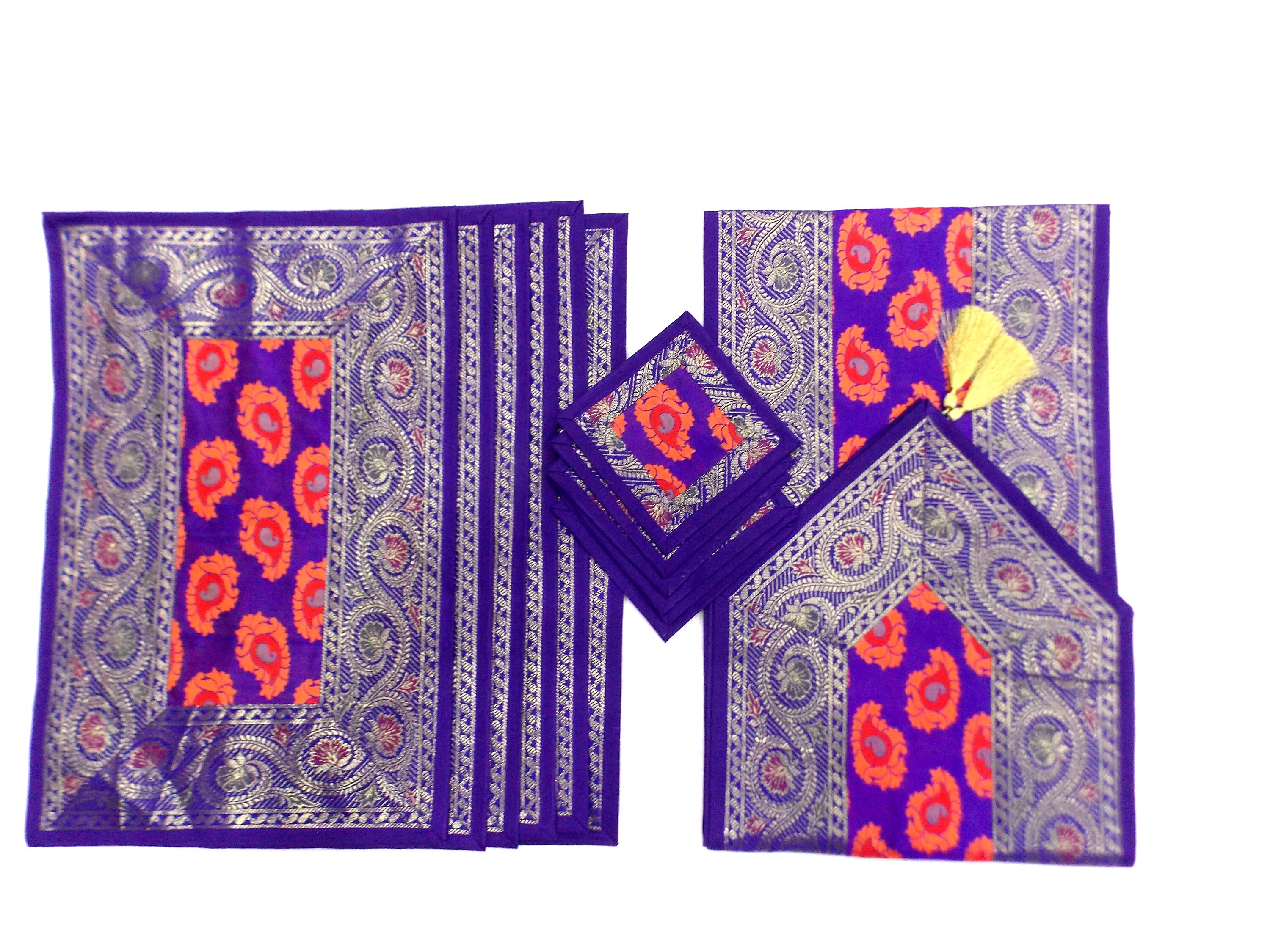 Indian Handmade Silk Table Runner Placemat and Coaster Home Etsy