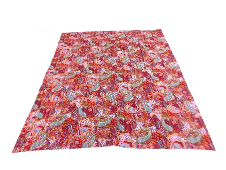 Paisley Design Indian Handmade Gudri Kantha Quilt Throw Bedspread Reversible Vintage Cotton Quilt Red Color Jaipuri Gudri
