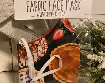 Handmade fabric face mask Washable reusable breathable long lasting head neck elastic pie baking dessert baker