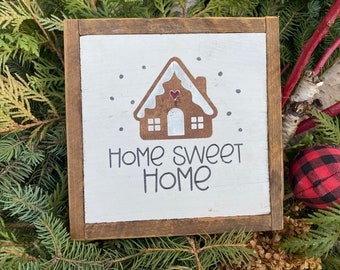 Merry Christmas rustic farmhouse style framed square small sign tiered tray accent gift