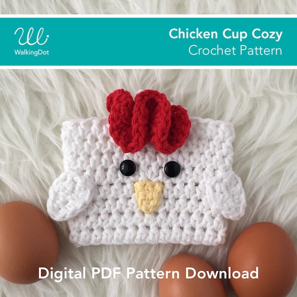 Cup Cozy Crochet Pattern, Chicken Cozy, Chicken Crochet Pattern, Chicken Crochet, Chicken Lover Gift, Chicken Decor, Digital PDF, DIY
