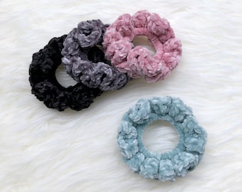 Crochet Velvet Scrunchies, Crochet Scrunchies, Hair Accessories for Women, Birthday Gift for Best Friend, Hair Scrunchies, Hair Ties