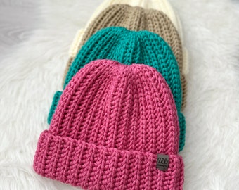 Chunky Beanie, Ribbed Beanie, Crochet Hat, Cuffed Beanie, Double Brim Beanie, Chunky Crochet Hat, Winter Hat, Made to Order