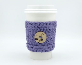 Textured Cup Cozy, Crochet Cup Cozy, Cup Cozy, Coffee Cozy, Reusable, Coffee Lover Gift, Teacher Gifts, Stocking Stuffer, Purple Gifts