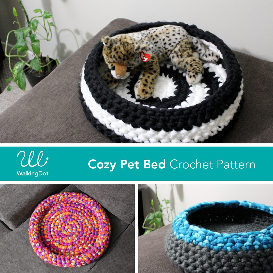 Pet Bed Crochet Pattern, Cozy Pet Bed, Cat Bed Crochet Pattern, Dog Bed