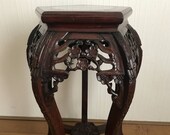 Antique Chinese hand carved rosewood table stand marble top 19th century