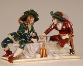 German porcelain figural group saxe porcelain figurine Musketeers gamblers