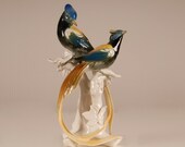 Tall antique German porcelain figurine Karl Ens Paradise birds Volkstedt Thuringa art deco animal