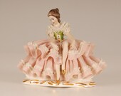 German Dresden porcelain lace porcelain lace figurine dancer ballerina Volkstedt
