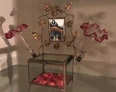 antique French boudoir Bridal casket jewellery box beveled glass ormolu and bronze vitrine