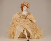 Antique French Boudoir jewellry box German porcelain half doll Dresden Volkstedt