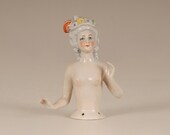 Antique German porcelain half doll marked marquise