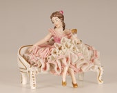 German Dresden porcelain lace porcelain lace figurine dancer ballerina Volkstedt