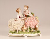 Dresden Porcelain Germany lace figurine lady shepherdess rose lace