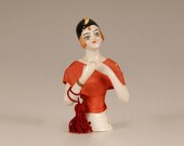 Antique German porcelain half doll art deco flapper marked Goebel