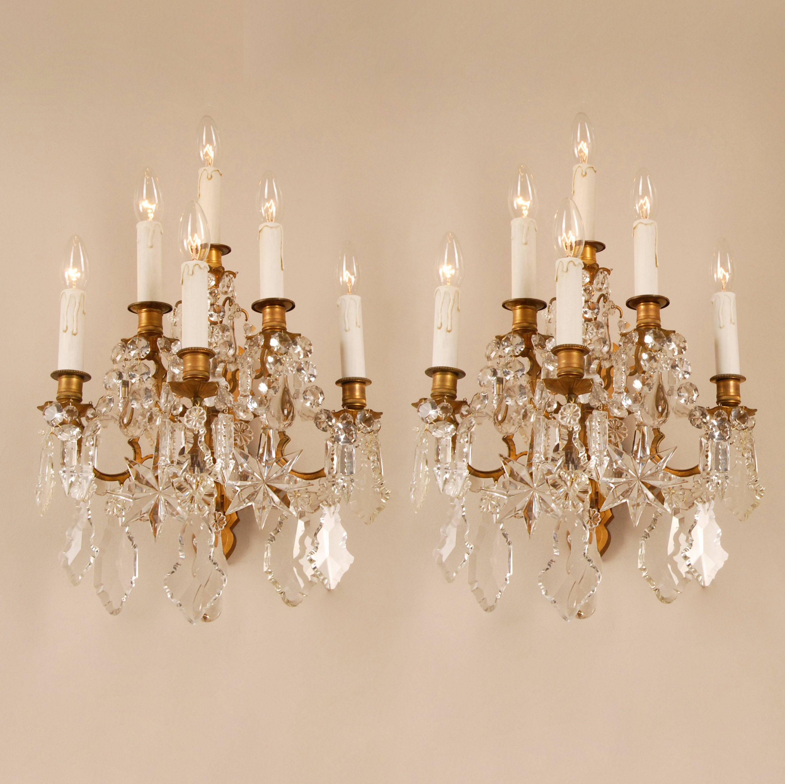 Antique crystal sconces deals