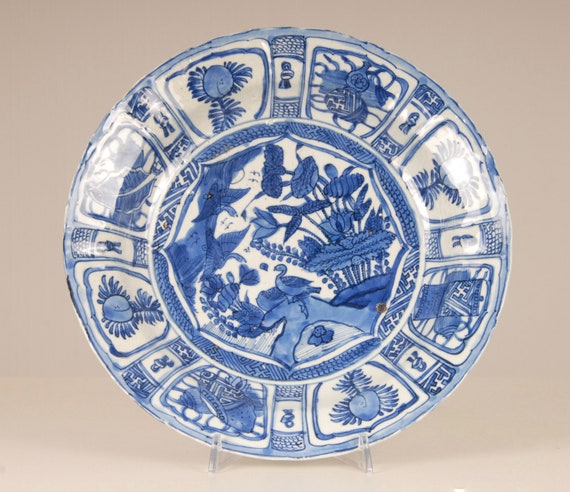 アンティーク中国明代磁器皿 17 世紀 青と白 - Etsy 日本