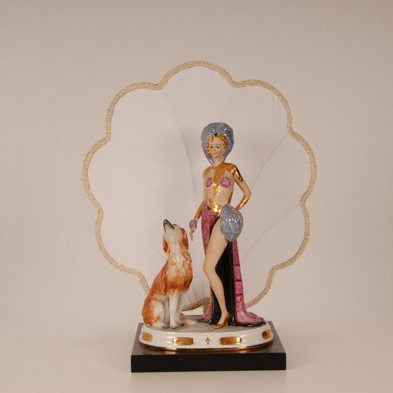 Vintage table lamp Capodimonte porcelain figurine